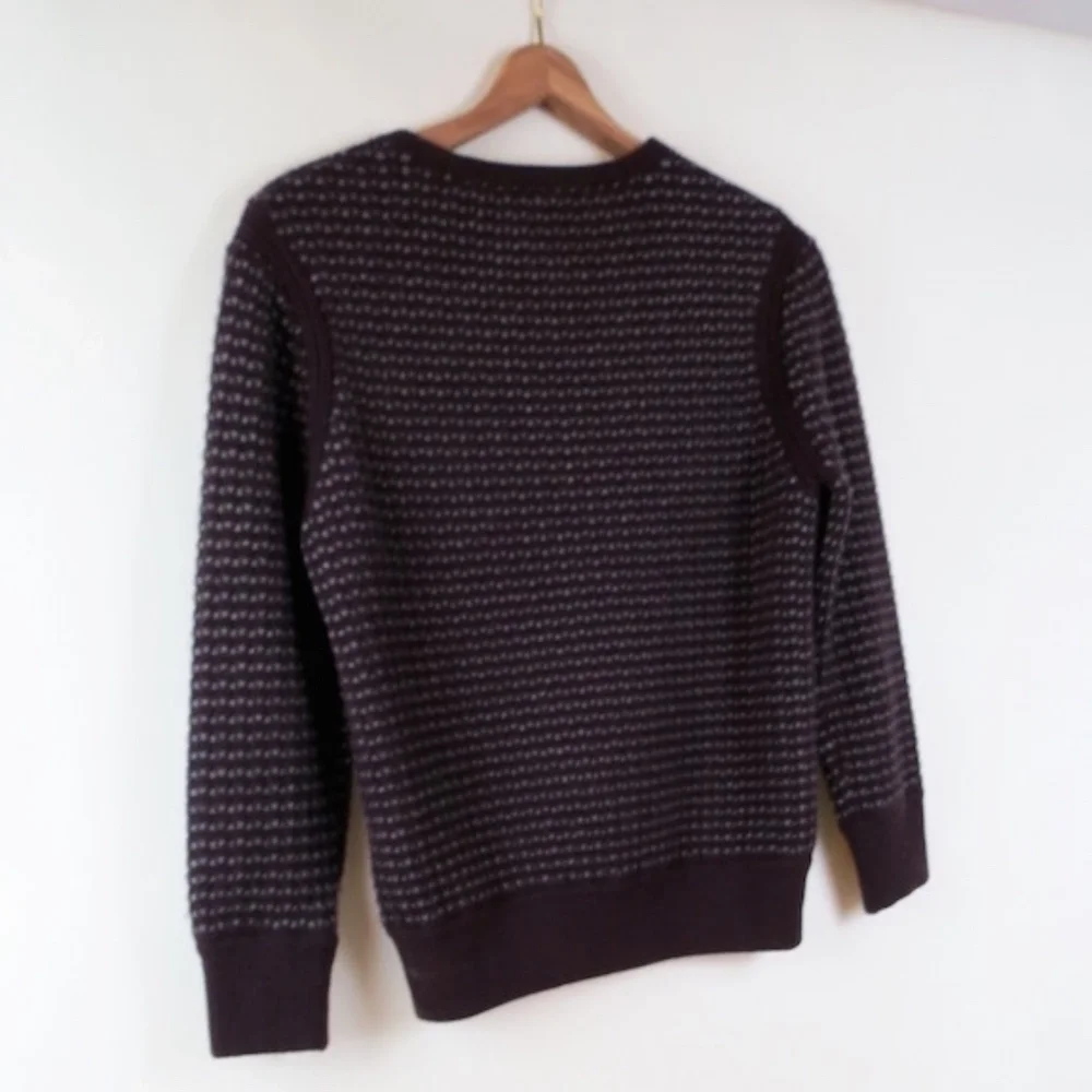 rag & bone Women's Crewneck Sweater in Dark Plum with Light Gray Pattern